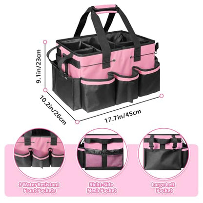 Large Cleaning Caddy Bag-Wearable, Waterproof, Heavy, Duty - color: Pink