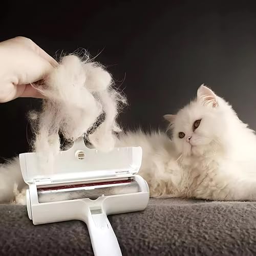 Reusable Pet Hair Remover Roller – Dog & Cat Fur Lint Cleaner for Sofa, Carpet, Bed & Car Seats – No Adhesive Required (White/Grey) - color: White/Grey
