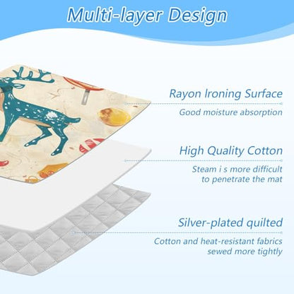 Red Deer Christmas Sweet Ironing Mat Thickened Ironing Blanket Travel Portable Double-Side Using Ironing Pad Travel Isolate Heat Pad Cover for Washer Dryer Table Top Countertop 27.6x47.2in - color: Red Deer Christmas Sweet
