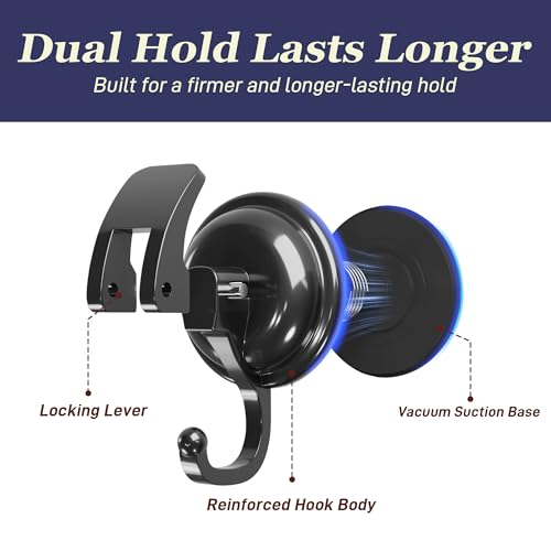 Heavy Duty Vacuum Suction Cup Hooks, Super Suction, Matte Black, 6 Pack - color: Black, size: 6 Pack