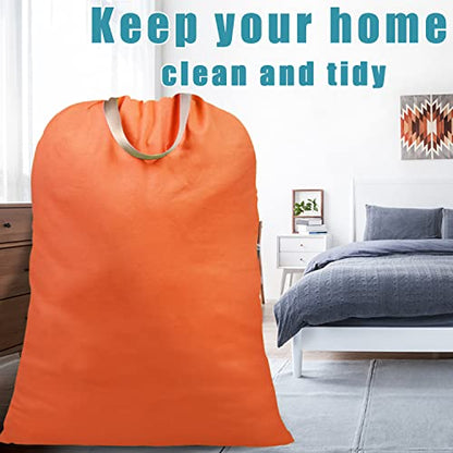 LOLOMLO Extra Large Canvas Laundry Bags with Handles & Drawstring Closure, Heavy Duty Tears Resistant Clothes Storage Travel Bags,25.5"x34",Orange - color: Orange