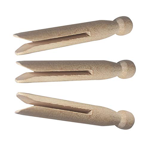 Round Wooden Clothespins, 12pcs Durable Wood Clips Dolly Style Traditional Heritage Clothes Peg Old Fashioned for Outdoor Clothesline Home Kitchen Travel DIY Projects