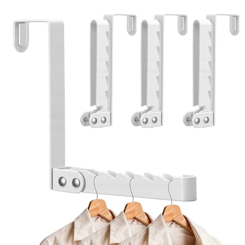 4 Pack Over The Door Hooks Hanger, Foldable Clothes Drying Rack, Space Saving Door Hanger for Clothing, Towels, Coats in Bedroom Bathroom Laundry Room