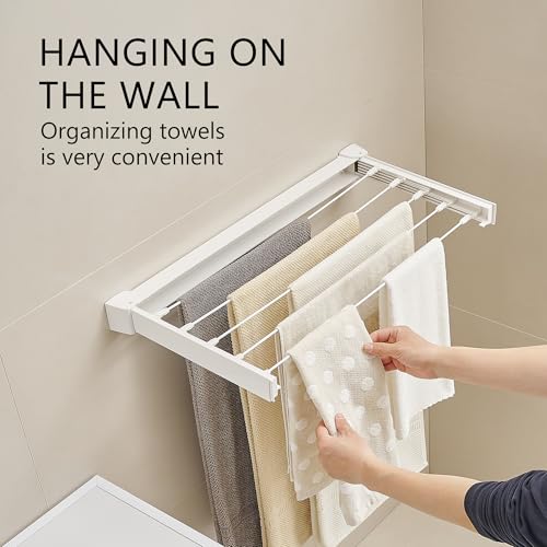 JOOM Wall Mounted Clothes Drying Rack, 27.5 Inch Foldable Rack, White - size: 27.5in