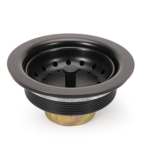 KONE 3-1/2 Inch Kitchen Sink Drain ORB Assembly with Strainer Basket/Stopper, All Stainless Steel Durable and Rustproof Oil Rubbed Bronze - color: Oil Rubbed Bronze