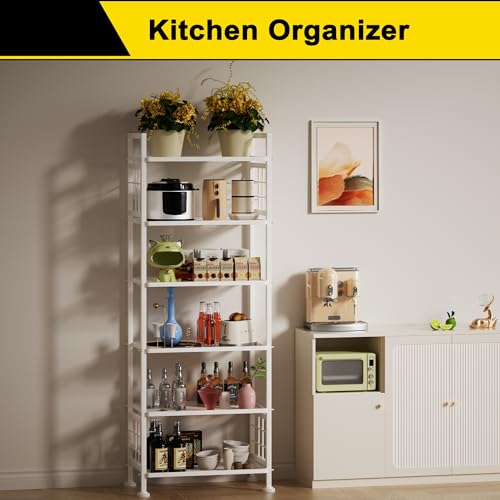 GIOTORENT 6-Wire Garage Shelving Storage Shelves, Metal Shelving Unit Pantry Rack, Kitchen Storage Adjustable Shelf 900Lbs Capacity for Laundry Kitchen Bathroom Organizer(White) - color: White, size: 12.7D x 21.5W x 65.1H (6Tier)