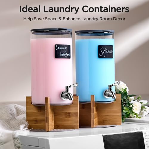 Glass Laundry Detergent Dispenser with Holder,1.1 Gallon Laundry Liquid Dispensers with Stainless-Steel Tap,Large Glass Fabric Softener Containers with Stand for Laundry Room Organization - size: 1 pcs