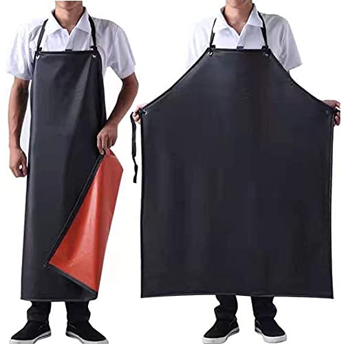 K Y KANGYUN Men's Black Waterproof Rubber Vinyl Work Apron- 43"x29" Heavy Duty Model,Best for Staying Dry When Dishwashing, Lab Work, Butcher, Dog Grooming, Cleaning Fish (1 Pack) - color: Black-1 Pack