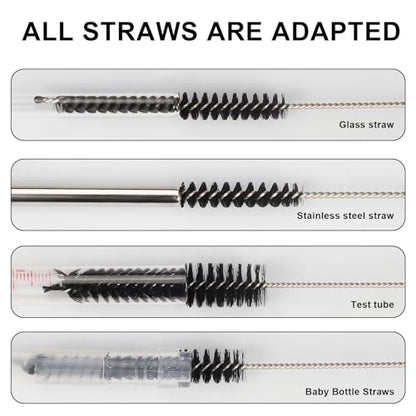 Ixiaoyoo 12 Pcs Straw Cleaner Brushes Set, 8.2 Inch Nylon Cleaning Brush - color: 8.2 Inch Black Cleaning Brushes