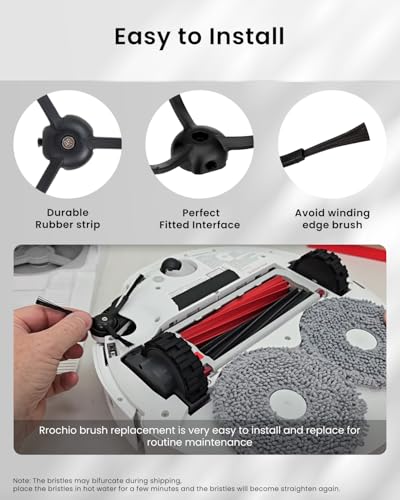 5 Pack Replacement Side Brush-Upgraded Silicone Side Brushes for All Roborock vacuum cleaners,Q7 Series,Q Revo,S8 Series,S7 Series,S6 Series,S5 Series,S4 Series,E Series Robot Vacuum Accessories,Black - color: Side Brush S8