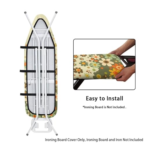 Hippe Flower Ironing Board Cover and Pad 15 x 54 Iron Board Protective Ironing Padded Cover Suitable for Standard Ironing Boards Padding Iron Sleeve with Elastic Edge - color: Hippe Flowers