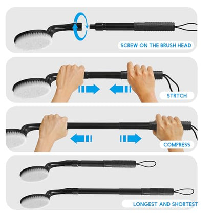 Gobiteli Back Scrubber for Shower,25" Long Handle Shower Brush for Body Exfoliator and Deep Clean,Back Washer for Shower for Men,Women and Elderly