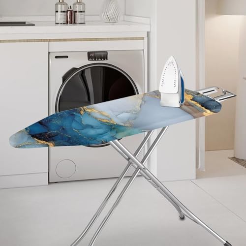 Blue Marble Ironing Board Cover Iron Pad Covers Resist Scorching and Staining Standard Boards Hook and Loop Fastener Strap - color: Blue Marble