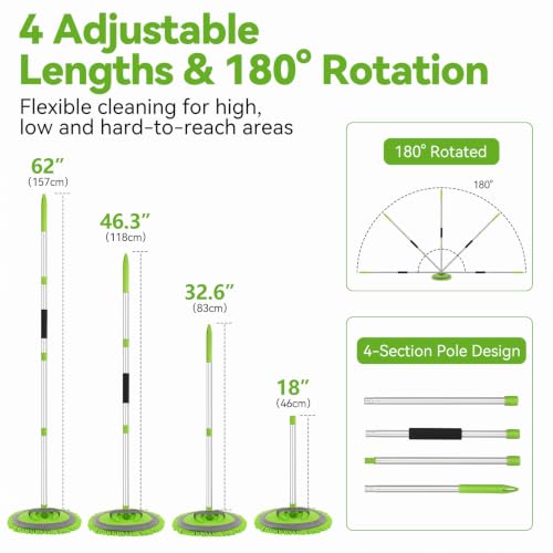 Ordenado 62" Car Wash Brush with Long Handle, 6Pcs Car Wash Kit Exterior - color: Green