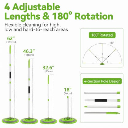 Ordenado 62" Car Wash Brush with Long Handle, 6Pcs Car Wash Kit Exterior - color: Green