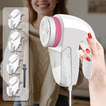 Fabric Shaver for Furniture,Sweater Shaver,Electric Lint Remover for Clothes,Fabric Pilling Remover,4 Cutter Heads, 5W of High-Power, Plug and Play, Say Goodbye to Charging and Waiting