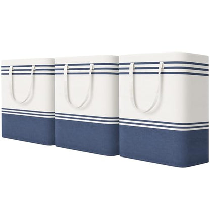 TranquilRelax 3-Pack Laundry Basket, Laundry Hamper, Blue-125L - color: Blue, size: 125L