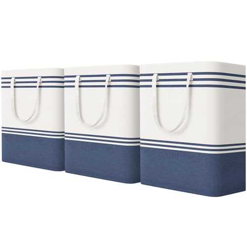 TranquilRelax 3-Pack Laundry Basket, Laundry Hamper, Blue-125L - color: Blue, size: 125L