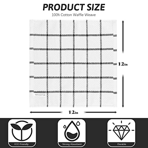 Nialnant 100% Cotton Terry Kitchen Cleaning Rags,Soft Absorbent Dish Cloths for Washing Dishes,Quick Drying Dish Towels-12x12 in,12 Pack - color: Black, size: 12 x 12 in - 12PCS