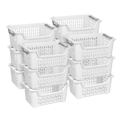 Sterilite 12 Pack Stacking Laundry Basket, 2 Bushel Clothes Hamper, White - size: 12-Pack