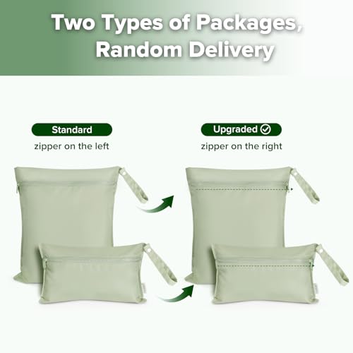 haakaa Wet Dry Bags for Baby, Water Resistant Wet Dry Bag, 2pcs, Grass - color: Grass