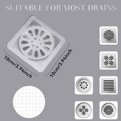 Disposable Shower Drain Hair Catcher Stickers 100 Pack Square - size: 100 Square Mesh