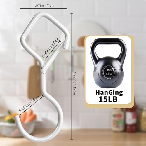 Heavy Duty S Hooks for Hanging with Lock, 4.72 Inch Metal Screw Hooks for Plants, Kitchen Utensils, Bags, Towels, and Outdoor Storage, Plant Hangers and Hanging Hooks (White, 20 pcs) - color: White, size: 20 Pieces