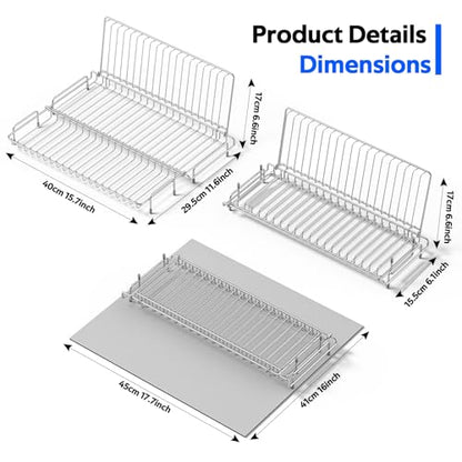 Small Dish Drying Rack Stainless Steel Collapsible - size: 11.6"Wx15.7"L