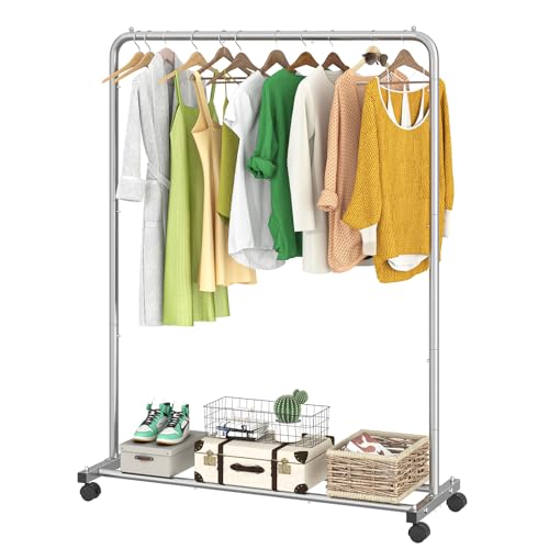 Simple Trending Clothes Clothing Garment Rack, Clothes Organizer, Silver - color: Sliver, size: 14.75"D x 43.5"W x 54.25"H