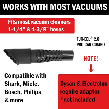 FUR-EEL PRO 2.0 Pet Hair Vacuum Attachment, Pet Hair Remover 2 Rubber Heads - color: Refill x6, Fang, Adapter