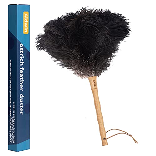 Aldwin Ostrich Feather Dusters for Cleaning, 16 inch Black - color: Black