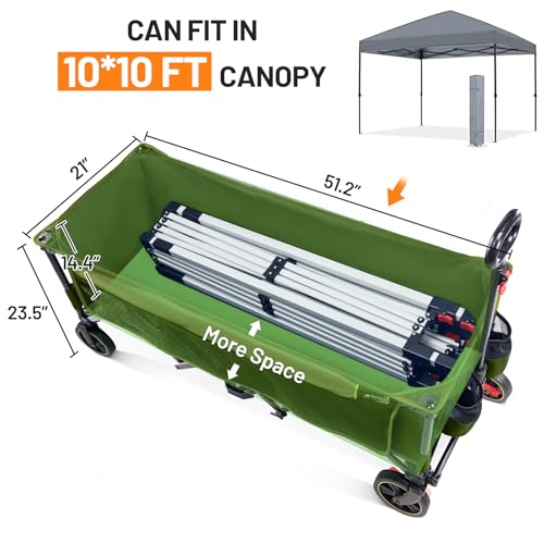Timber Ridge 51.2'' Extended Collapsible Wagon Cart with Brakes - color: Green, size: 400L