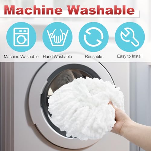 Mop Head Replacement, Base, Mop Handle for Ocedar EasyWring 1-Tank System, 2 Microfiber Mop Refills, Extendable Length 30-59" Mop Handle, Base and Scrubber for All Hard-surfaced Floor - color: White (1-tank) - 2 Heads, 1 Mop Handle, 1 Base, 1 Scrubber