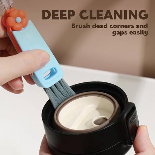 HRXFOZ 3 in 1 Multifunctional Cleaning Brush, Crevice Cleaner for Bottle Gap Tight Spaces, Portable Cup Lid Cleaner (6 PCS) - color: 6 Pcs