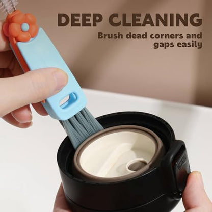 HRXFOZ 3 in 1 Multifunctional Cleaning Brush, Crevice Cleaner for Bottle Gap Tight Spaces, Portable Cup Lid Cleaner (6 PCS) - color: 6 Pcs