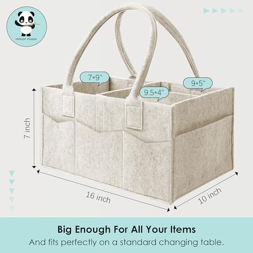 HIPHOP PANDA 2-Pack Diaper Caddy Organizer - Nursery Storage Bin & Car Organizer for Diapers, Wipes, and Baby Essentials - Dual-Color Solid Set (Caramel/Oatmeal), Large Size - color: Caramel and Oatmeal, size: Large