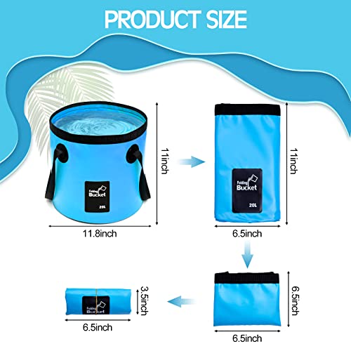 Tessco for You 3 Pcs 5 Gallon Collapsible Bucket with Handle - color: Blue, Orange, Black