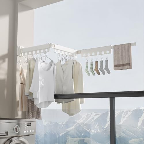 Clothes Drying Rack Foldable Wall Mounted Drying Rack 3 Fold White-Laundry Drying Rack Durable Clothing Racks for Hanging Clothes - color: Tri-fold White