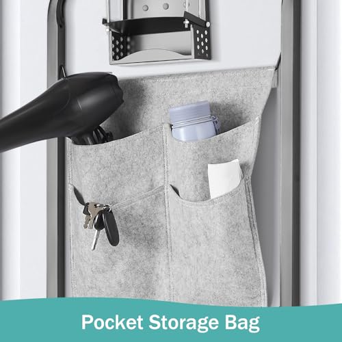 Seiritex Over the Door Ironing Board 14x42 inches with Iron Holder and Pocket Storage Bag, Hanging Iron Board for Home Laundry Room, Black - size: 14x42 inches