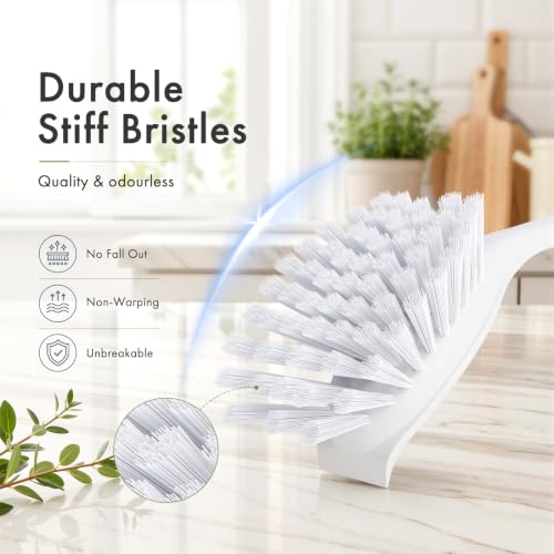 Amazer Dish Brush, 2 Pack Dish Scrubber with Handle, Kitchen Dishes Brushes, Scrub Brush with Stiff Bristles for Cleaning, Sink, Pots, Pans - color: Gray+black, size: 2 Pack