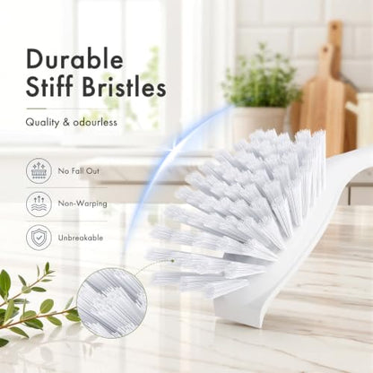 Amazer Dish Brush, 2 Pack Dish Scrubber with Handle, Kitchen Dishes Brushes, Scrub Brush with Stiff Bristles for Cleaning, Sink, Pots, Pans - color: Gray+black, size: 2 Pack