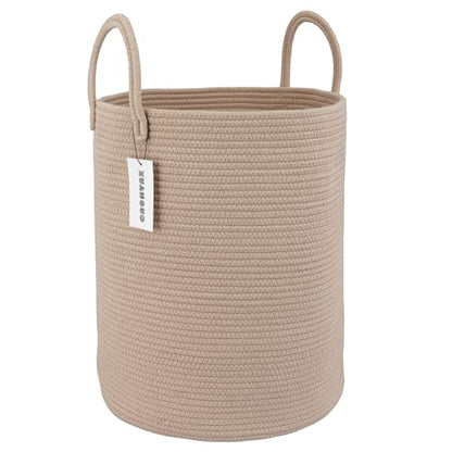 XUANGUO Cotton Rope Laundry Basket Hamper for Clothes, Konjac - color: Konjac, size: Regular