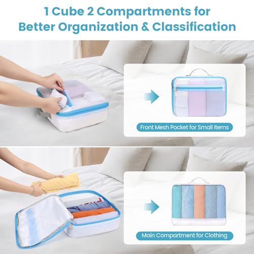 Cambond Mesh Packing Cubes for Travel Women - Lightweight Travel Bags Luggage Packing Organizer Travel Cubes for Suitcase with Handle - style: 2 Set (1L+1M)