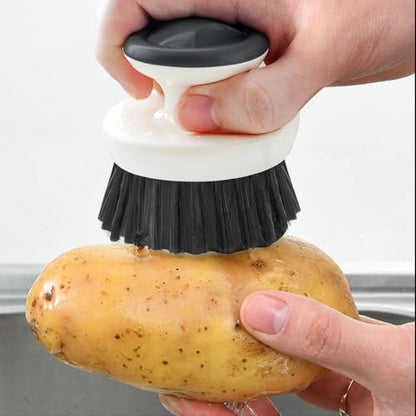 Dish Scrub Brush,Ergonomic Grip Palm Brush,Kitchen Scrub Brushes for Cleaning, Dish Scrubber with Stiff Bristles for Sink, Pots, Pans (Grey+Black) - color: Grey+black