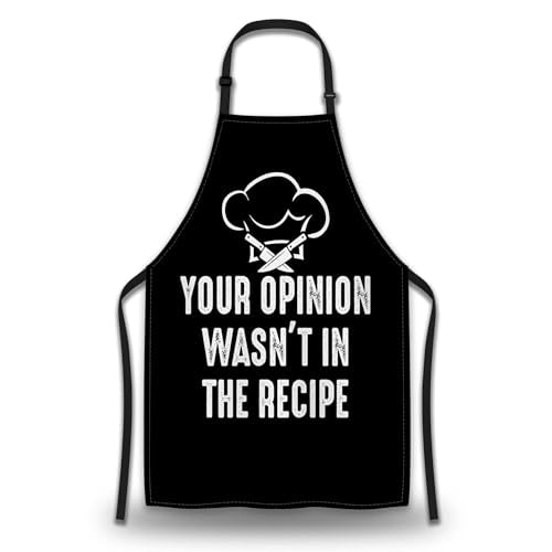 BBQ Aprons for Women Your Opinion Wasn’t in the Recipe Funny Chef Apron for Men for Kitchen Cooking Restaurant Painting Crafting Gardening 27” (W) x 31” (H), Waterproof Apron - color: Funny Chef Proverb