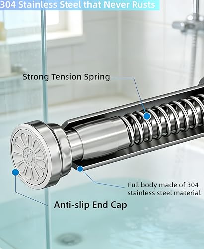 Adjustable clothesline pole, shower curtain pole, extendable metal wardrobe hanger, suitable for bathroom wardrobe, kitchen, laundry room, balcony（43”-78”） - size: 43.3 to 78.7 inches