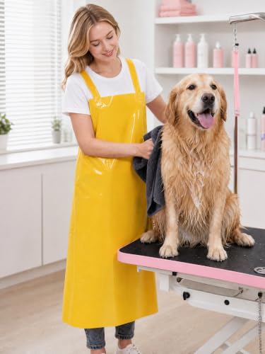 Molaxhome TPU Waterproof Apron Lightweight Oil-resistant Chef Apron - color: Yellow