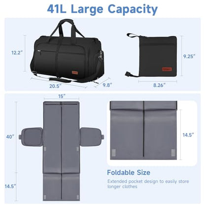 Ytonet Garment Bags for Travel, Foldable Garment Duffle Bags for Women men - color: Black