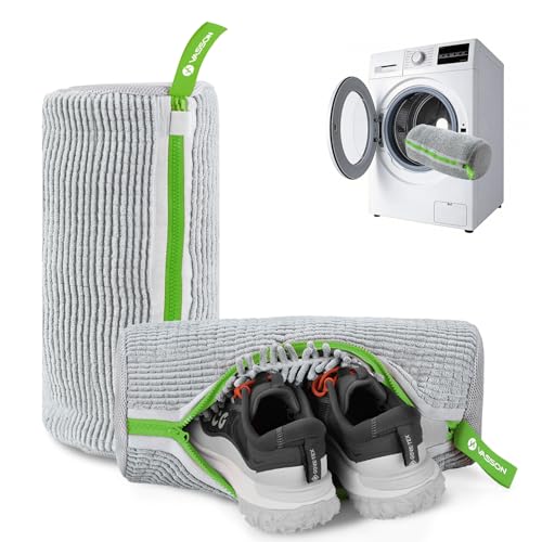 VASSON Shoe Washing Machine Bag, 2 Pack XL Laundry Bags for Sneakers - color: 2Pack Cool Grey / Greenery