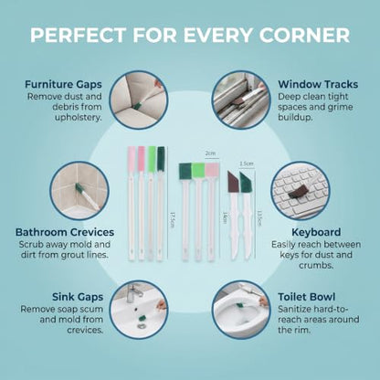 9Pcs Household Crevice Cleaning Brush Window Track Deep Scrubber Set - color: 9pcs-crevice Cleaning Brush